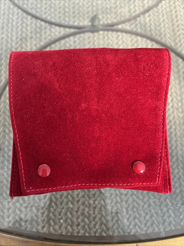 Bolsa de reloj de viaje Cartier genuina, roja con cierre de botón a presión, hecha en España Foto 2 de 2