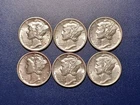 Lot of (6) High-grade Mercury Dimes