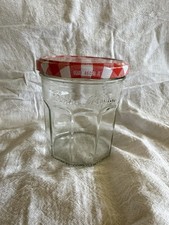 Bonne Maman Empty Jam Jar 13 oz   Glass Storage w/ Red Gingham Lids Mint