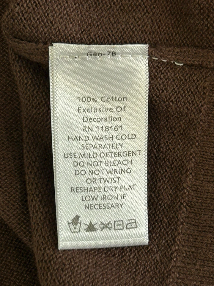 Cárdigan con botones 100 % algodón manga 3/4 Quacker Factory para mujer talla 1X marrón Foto 4 de 4