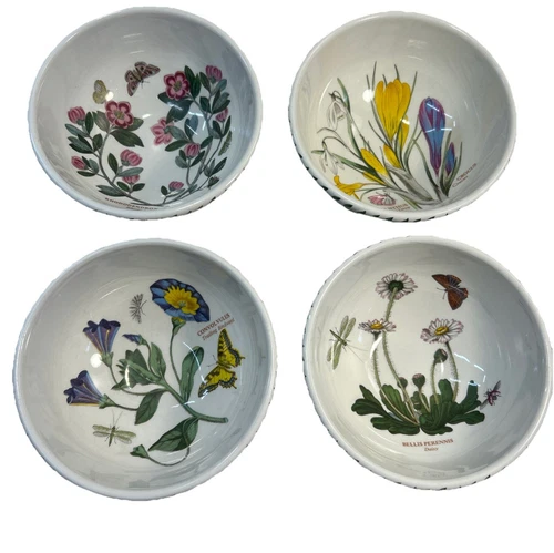 4 Ct Portmeirion BOTANIC GARDEN Salad Dessert Bowls Assorted Flowers 5" VTG 1972