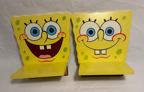 Pair SpongeBob SquarePants Wooden Wall Display Shelves Book Shelves Nickelodeon