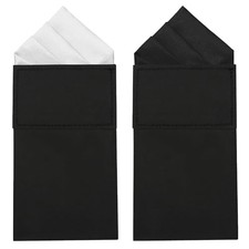 Mens Pre-Folded Pocket Squares on Card Pocket White Peak 1 black Peak 1