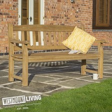Image of Wooden Eucalyptus Hardwood Garden Bench 3 Seater 1.5m Oil Stained