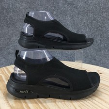 Skechers Sandals Womens 9 Arch Fit City Catch Slingback Black Peep Toe SN 119236