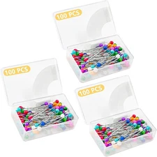 300PCS Sewing Pins for Fabric, Straight Pins with Glass Ball Heads, Corsage Pins