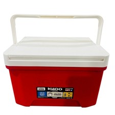 Igloo Laguna 13 Qt Ice Chest 9 Can Red Body White Lid Handle 8 Lb Ice Made USA