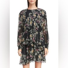 ISABEL MARANT  TOILE Java Printed Ruffled Mini Dress Black Floral Size 2 US