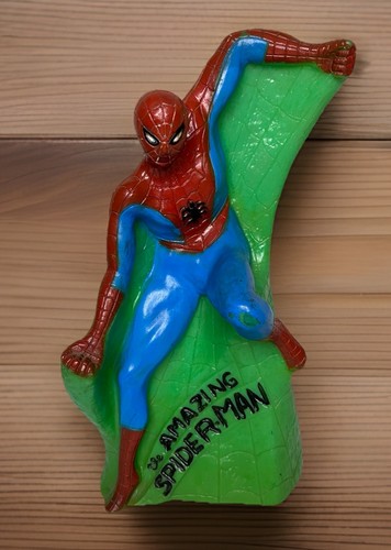 Vintage The Amazing Spiderman Plastic Bank 1979 Marvel Comics 12.5” Inches Green