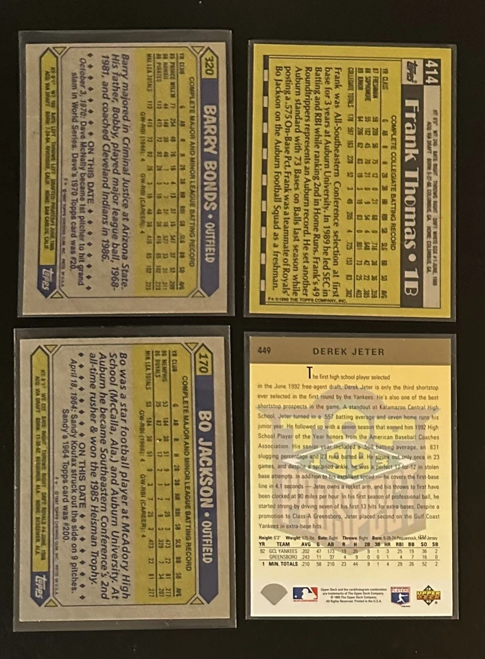 Lote de 30 cartas icónicas de novato. 1987-1993. Jeter, Bo, Bonds, Billy Ripken, etc.  Foto 3 de 4