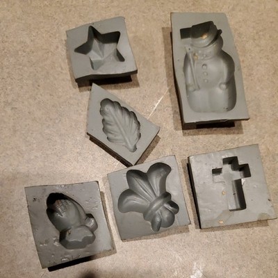 Set of 4 Holiday Rubber Candy Molds Voorhees Snowman Cross Star Chocolate