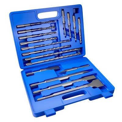 SDS Plus Rotary Hammer Drill Bit Chisel Set 17Pc Carbide Masonry Concrete Brick