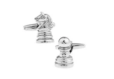 MRCUFF Chess Pawn Knight Pair Cufflinks in a Presentation Gift Box & Polishing 