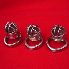 Male Chastity Cage Stainless Steel Device Penis Cage Metal Lockable 3 Sizes Ring