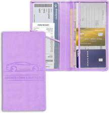 Leather Premium Car Registration  Insurance Card Holder, Vehicle Glove Box Wall