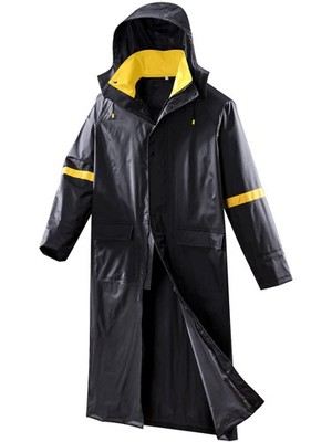 Classic Long Rain Coats Mens Hooded Raincoats Waterproof Work Breathable