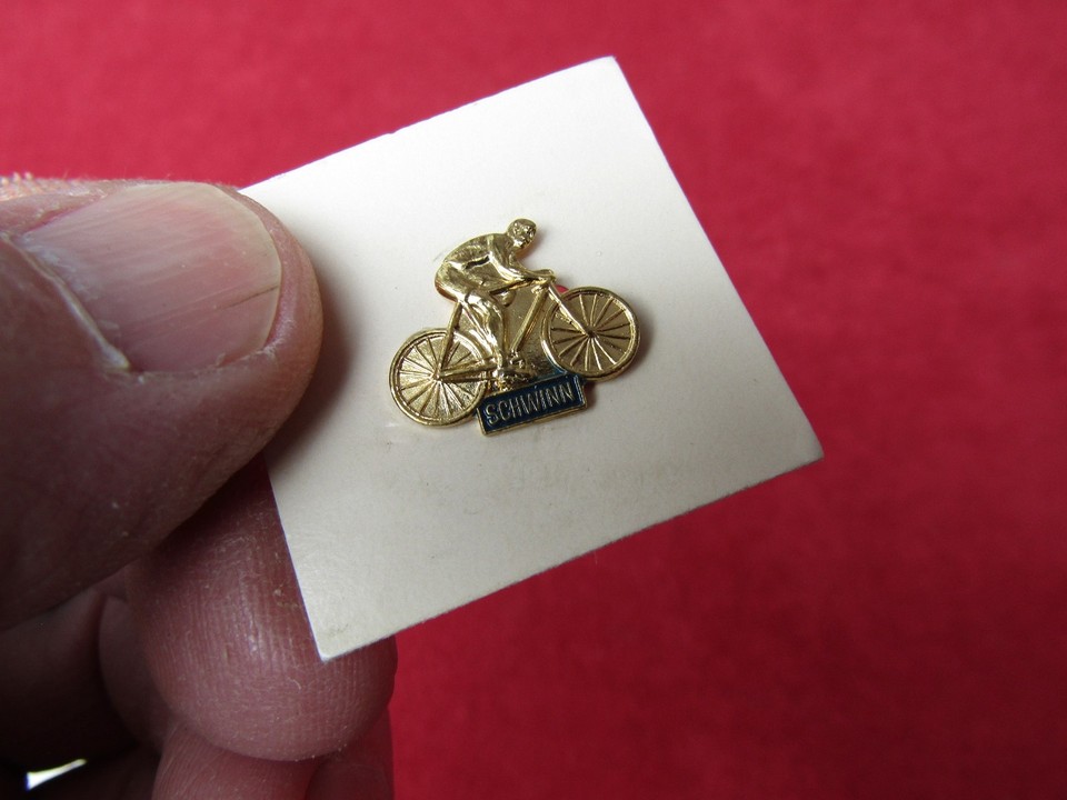 Rare Racers Pins Vtg 1970's Schwinn Bicycle Racer Gold Tone Lapel Hat Pin Badge NOS New ...