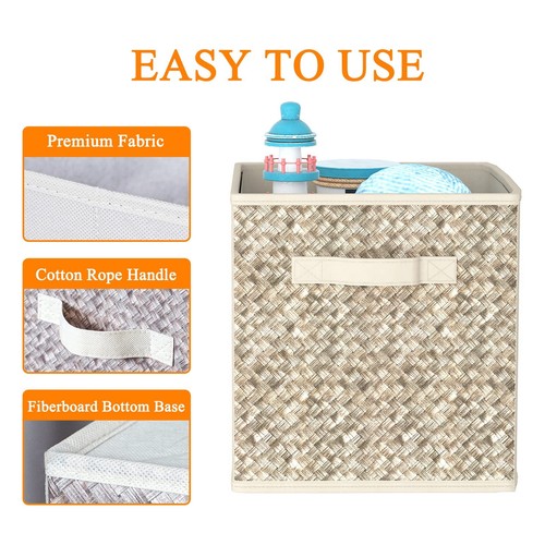 6 Pack Fabric Storage Cubes with Handle, Foldable 13x13 Inch Large Cube Stora... - Picture 5 of 8