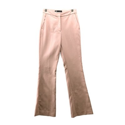 Zara High Waisted Flare Dress Pants Womens XS Light Pink Stretch Flat Front  | eBay