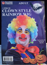 Clown Wig Rainbow Colors Adult Size Afro Halloween Costume
