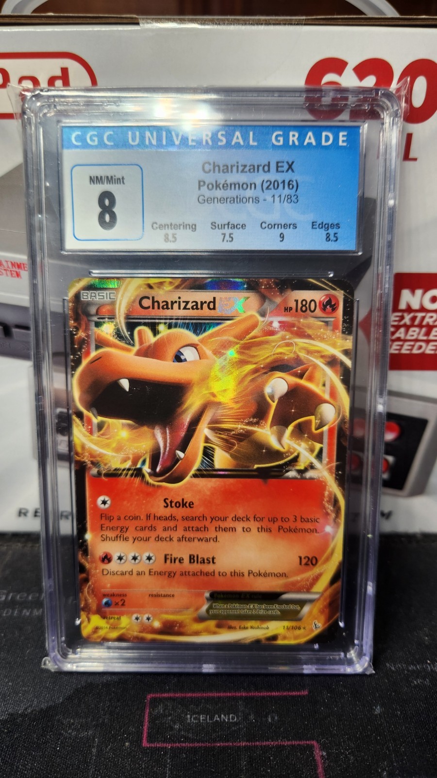 Pokémon TCG Charizard EX Generations Holo Ultra Rare Card 11/106 Graded CGC 8