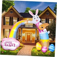 12FT Long Huge Easter Inflatable Bunny Archway Outdoor Decorations,Build-in