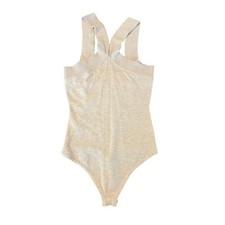 Le Lis Knit Bodysuit Women Medium Beige Halter Ribbed 1738