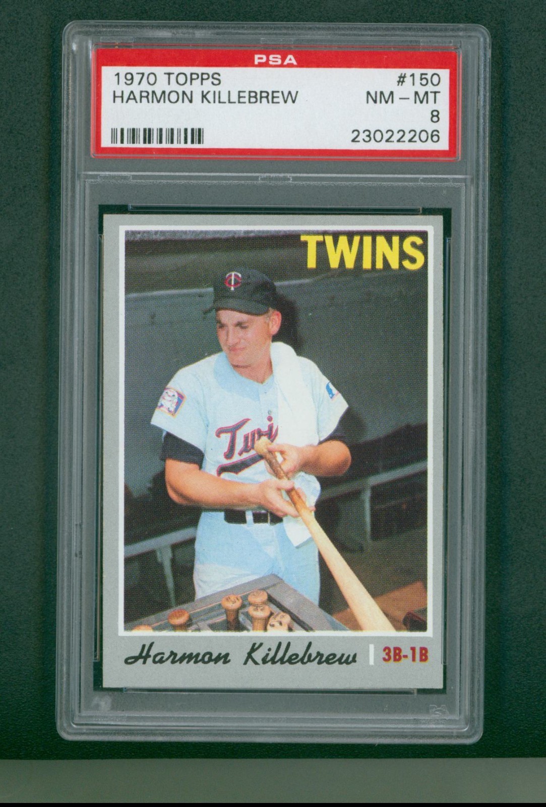 1970 Topps Baseball Card - #150 Harmon Killebrew, PSA 8 NM/MT