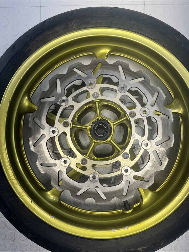 Yamaha YZF R1 2009-2011 OEM llanta delantera rotores de freno espaciadores amarillo OEM Foto 2 de 4