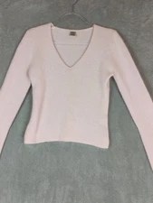 Pink Angora Pullover Sweater V Neck Fuzzy Vtg Soft Y2K Pin Up Bombshell Sexy