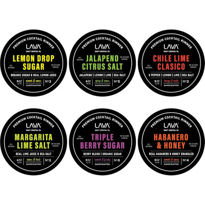 6-Pack  Premium Cocktail Rimmers Variety: Jalapeno Citrus Sea Salt 6Oz, Lemon Dr