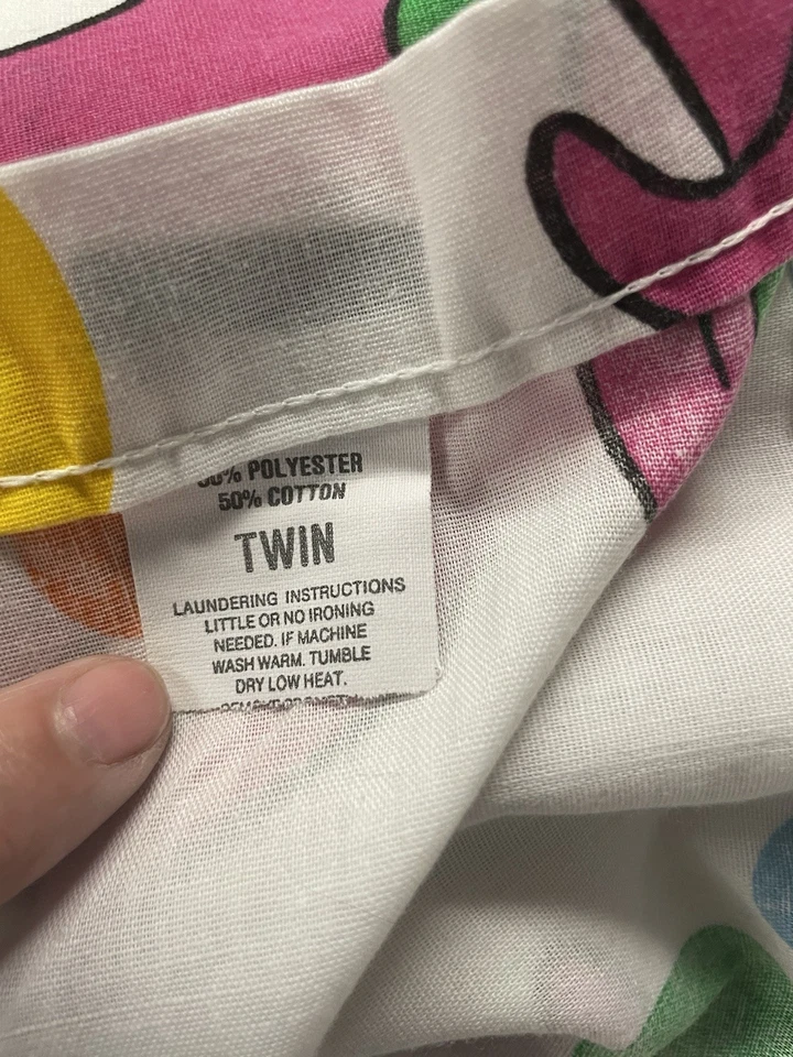 Винтаж 1992 Barney The Dinosaur постельное белье плоский Twin простыня текст с надписью повсюду - Изображение 3 из 4