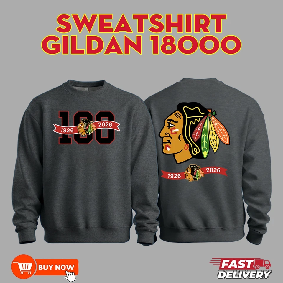 Chicago Blackhawks 100 Aniversario Sudadera Dos Caras - Todo Color, Talla Completa Foto 2 de 4