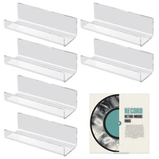 6pcs Vinyl Record Wall Mount, Acrylic Album Display Holder Stand Racks