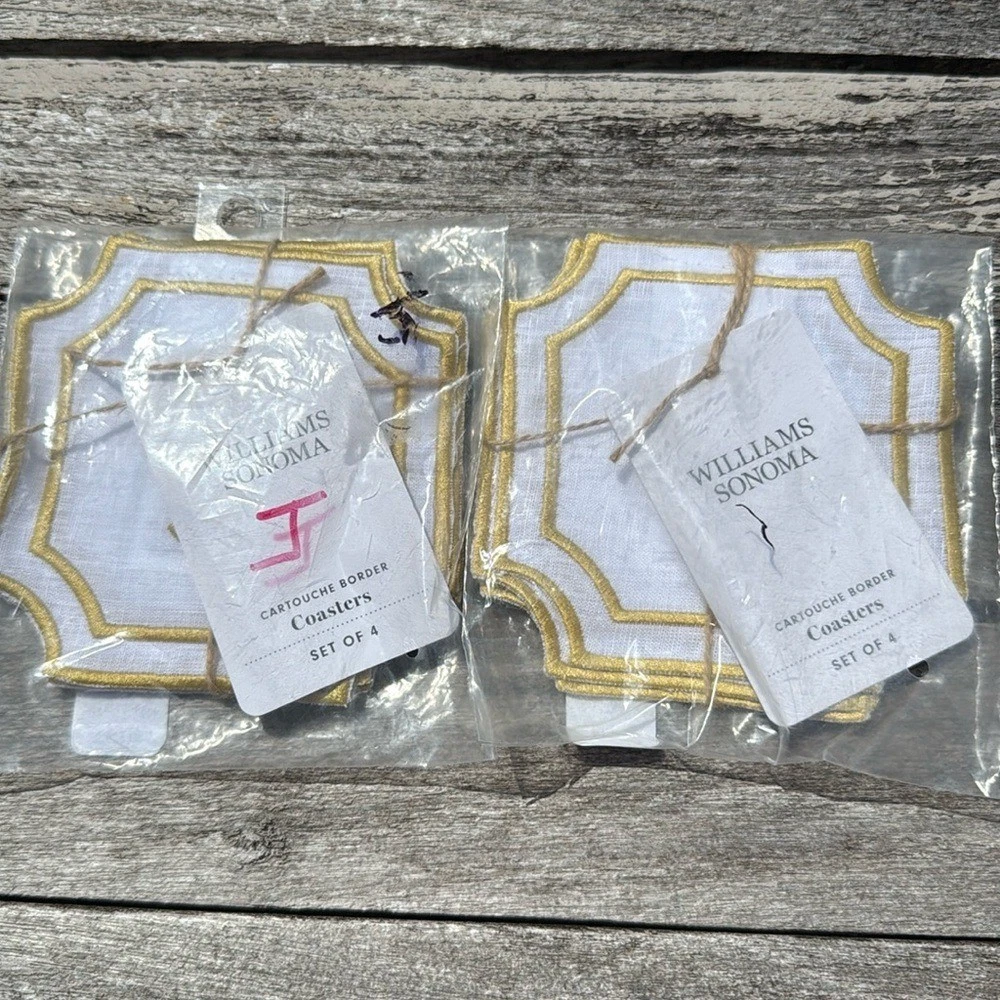 Williams Sonoma Cartouche Monogram Coasters