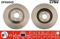 2X Bremsscheibe Trw Single DF6004S FüR Mercedes Klasse Clk W203 A209 C209 S203