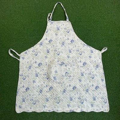 Vintage Blue Floral Pattern Quilted Apron