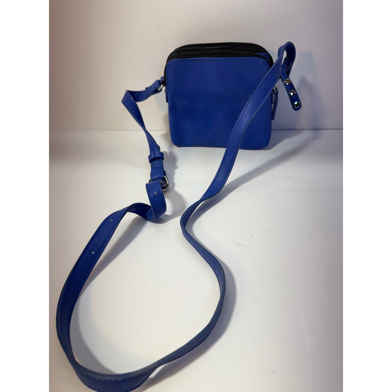 Royal Blue Multi-Zip Crossbody Bag Triple Compartment Should