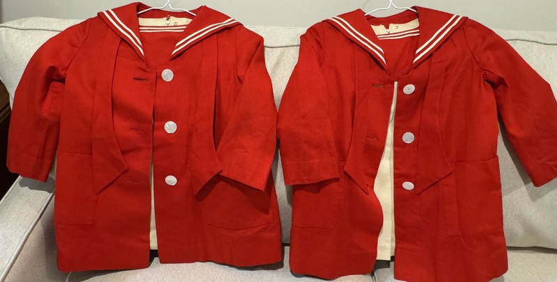 2 Twin Vtg Tailored Girls Dress-Coat Ensembles, Couture Quality Sewing 1950-60’s