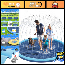 Extra Large Non-Slip Splash Pad for Kids Dogs, 80" Water Play Mat, Summer Fun