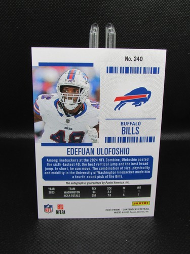 2024 Panini Contenders Edefuan Ulofoshio (RC) Green Rookie Ticket Auto #240 - Picture 2 of 2