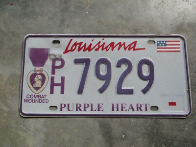 Louisiana Purple Heart Combat Wounded license plate # 7929 | eBay