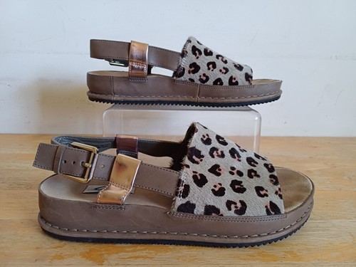 Clarks Alderlake May Leopard Print Sandals, Size UK 5.5 D, Leather & Fur Uppers