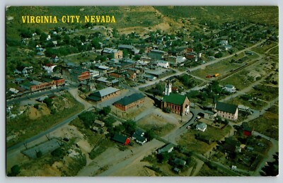 AERIAL VIEW OF VIRGINIA CITY NEVADA VTG POSTCARD