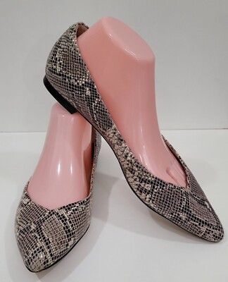 Corso Como Tan Gray Snakeskin Leather Pointed Julia Ballet Flats EU-41 US-9.5M