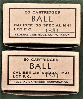 FEDERAL CARTRIDGE CORP. FEDERAL CARTRIDGE EARLY VIETNAM M41 CAL. .38 SPL BALL NEW REPLICA AMMO BOXES