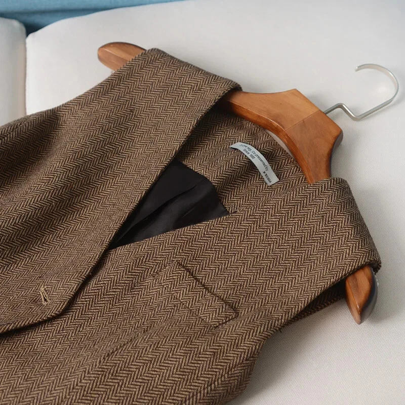 Mujeres Chaleco Cuello en V 5 Botones Calce Ajustado Mezcla de Lana Ropa de Trabajo Dos Bolsillos Chaleco Foto 4 de 4