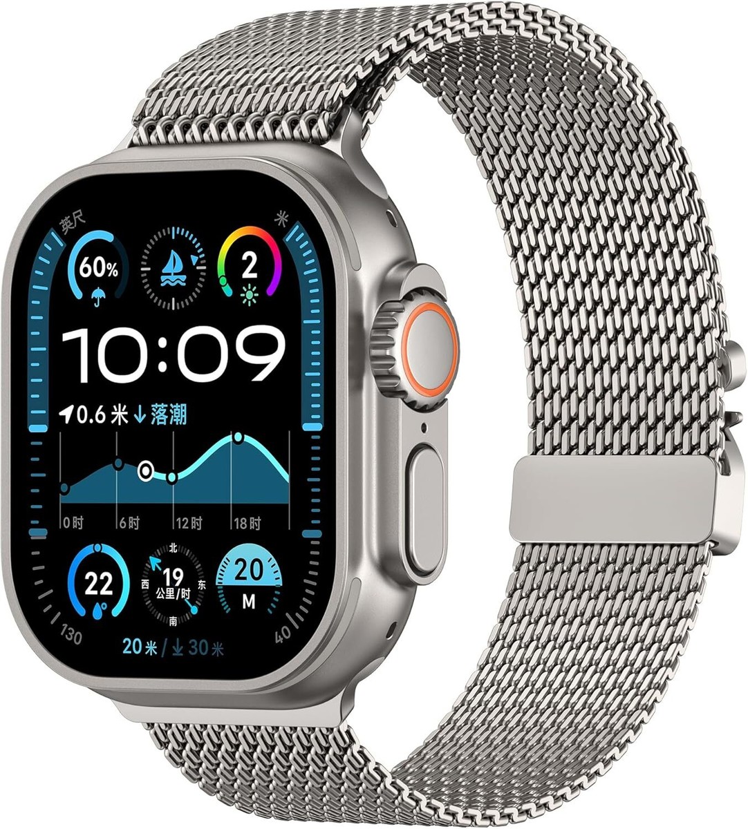 Apple - ﾐﾐﾐ☆ New 2024 Titanium Milanese Loop Strap for Apple Watch Ultra2