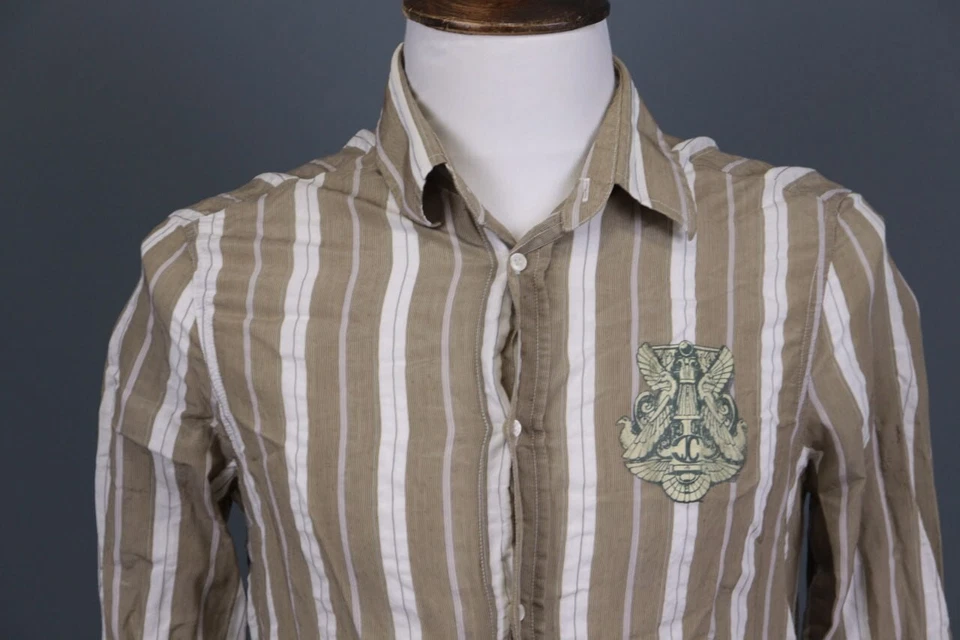 Camisa de vestir Just Cavalli marrón a rayas manga larga talla 50 Foto 2 de 4