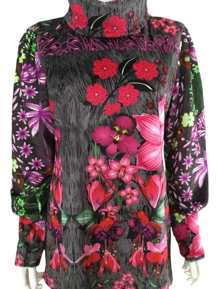 Vestido Custo Barcelona talla 4 Terciopelo Cuello Alto Terciopelo Y2K Bosque Hada Capricho Foto 4 de 4